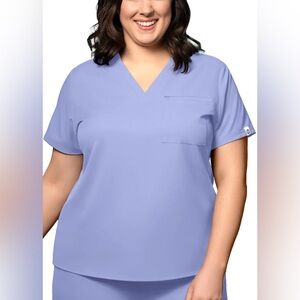 Wonderwink wink thrive ceil blue 2 Pocket Tuck-In V-Neck Top